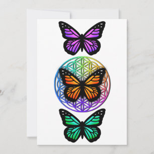 Elegant butterflies colourful flower of life  invitation