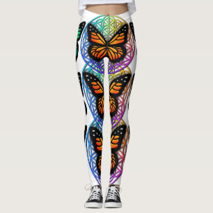 Elegant butterflies colourful flower of life  leggings