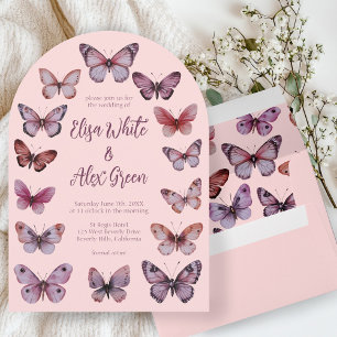 Elegant Butterflies CUSTOM Arch Wedding Invitation