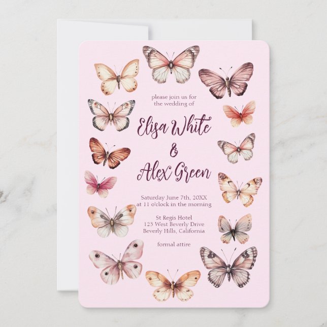 Elegant Butterflies CUSTOM Wedding Invitation (Front)