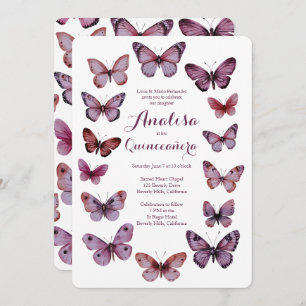 Elegant Butterflies Frame Quinceañera CUSTOM Invitation