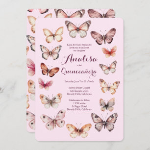 Elegant Butterflies Frame Quinceañera CUSTOM Invitation