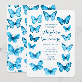 Elegant Butterflies Frame Quinceañera CUSTOM Invitation