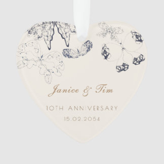 Elegant Butterflies Keepsake Wedding Anniversary Ornament