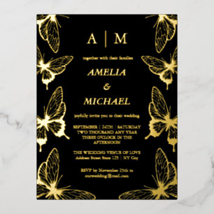 Elegant Butterflies Monogram Wedding Invitation