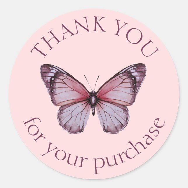Elegant Butterflies THANK YOU for purchase CUSTOM Classic Round Sticker (Front)