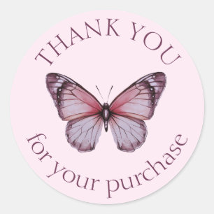 Elegant Butterflies THANK YOU for purchase CUSTOM Classic Round Sticker