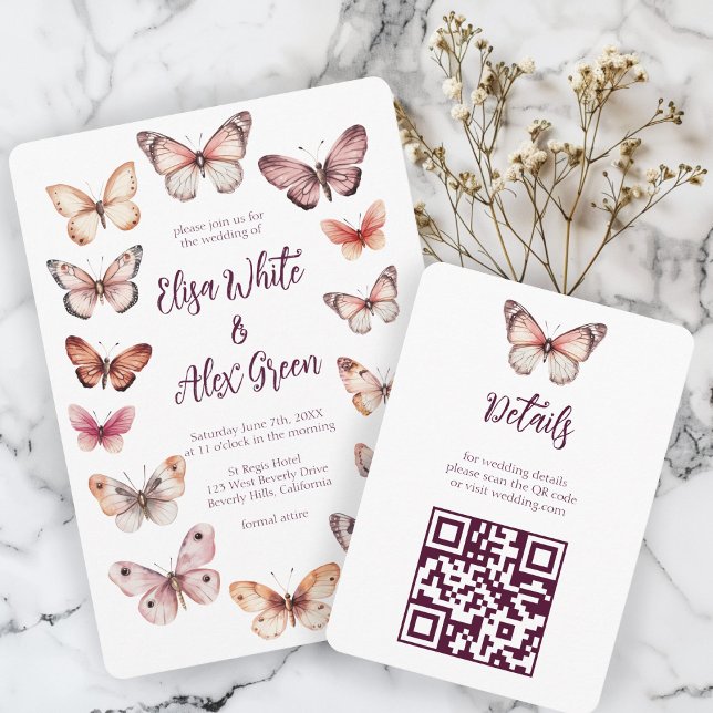Elegant Butterflies Wedding CUSTOM QR code Enclosure Card (Elegant Butterflies Wedding CUSTOM QR code Enclosure Card
)