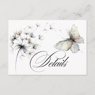 Elegant Butterfly and Dandelion Pastel Ink Enclosure Card