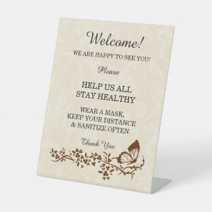 Elegant Butterfly And Floral Wedding Safety  Pedestal Sign