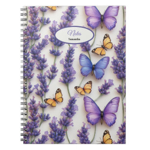 Elegant Butterfly and Lavender Design Notebook