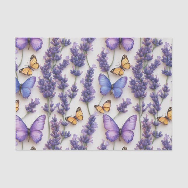 Elegant Butterfly and Lavender Design  Tissue Paper (Front)