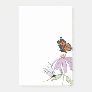 Elegant Butterfly and Purple Flower Stylish blank Post-it Notes