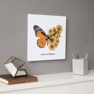 Elegant Butterfly and Sunflower Clock