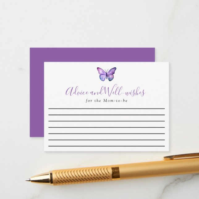 Elegant Butterfly Baby Shower Advice Well-wishes Enclosure Card (Front/Back In Situ)