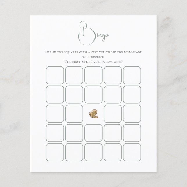 Elegant Butterfly Baby Shower Bingo Game Flyer (Front)