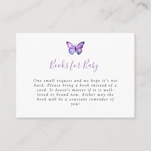 Elegant Butterfly Baby Shower Book Request Card (Front)