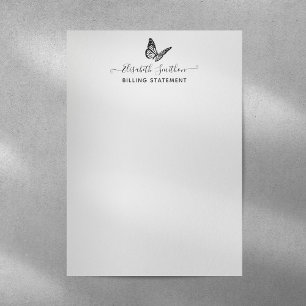 Elegant Butterfly Beautician Billing Statement Custom Letterhead
