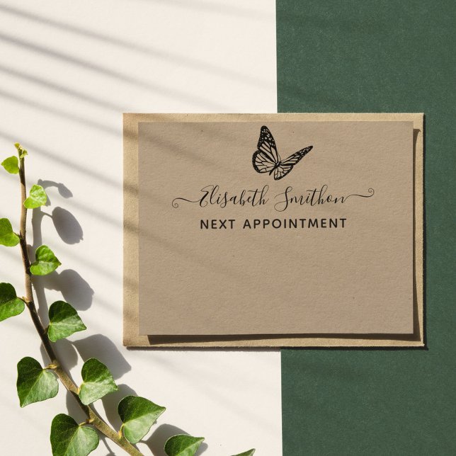 Elegant Butterfly Beautician Next Appointment Card (Creator Uploaded)