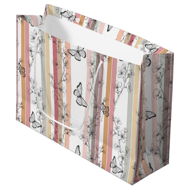 Elegant Butterfly Blossom (10) Large Gift Bag (Front Angled)