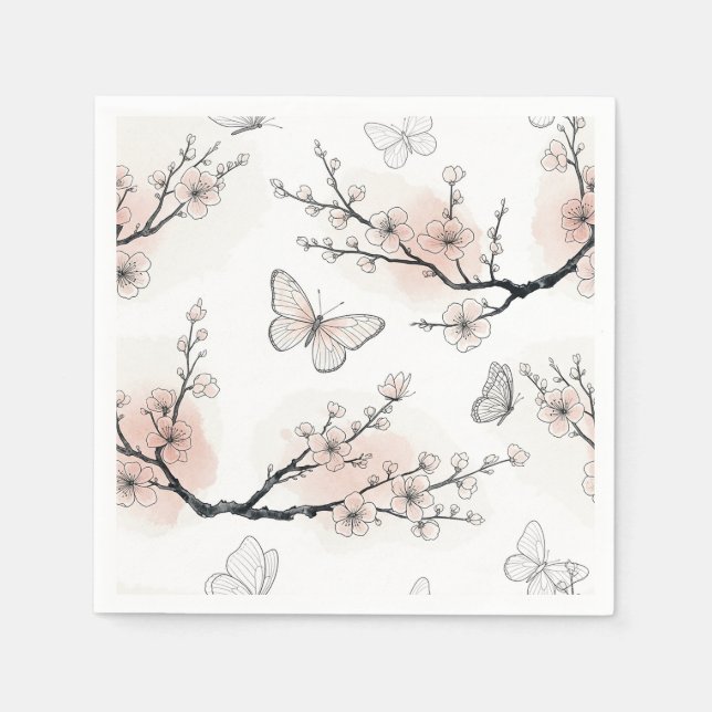 Elegant Butterfly Blossom (10) Napkin (Front)