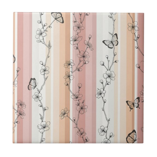 Elegant Butterfly Blossom (11) Tile (Front)