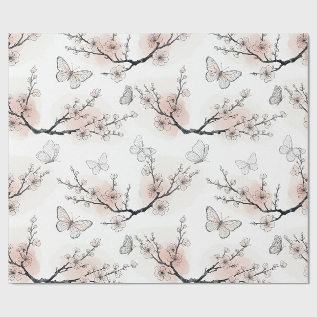 Elegant Butterfly Blossom (11) Wrapping Paper (Flat)