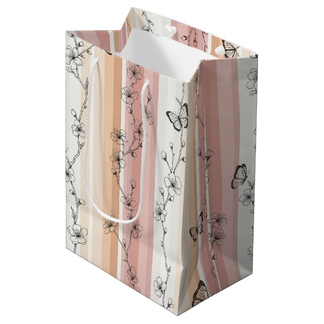 Elegant Butterfly Blossom (12) Medium Gift Bag (Front Angled)