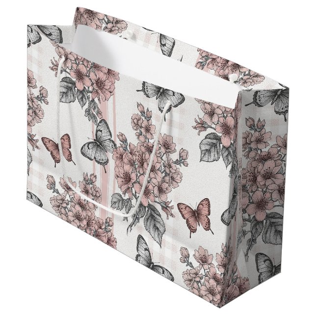 Elegant Butterfly Blossom (1) Large Gift Bag (Front Angled)
