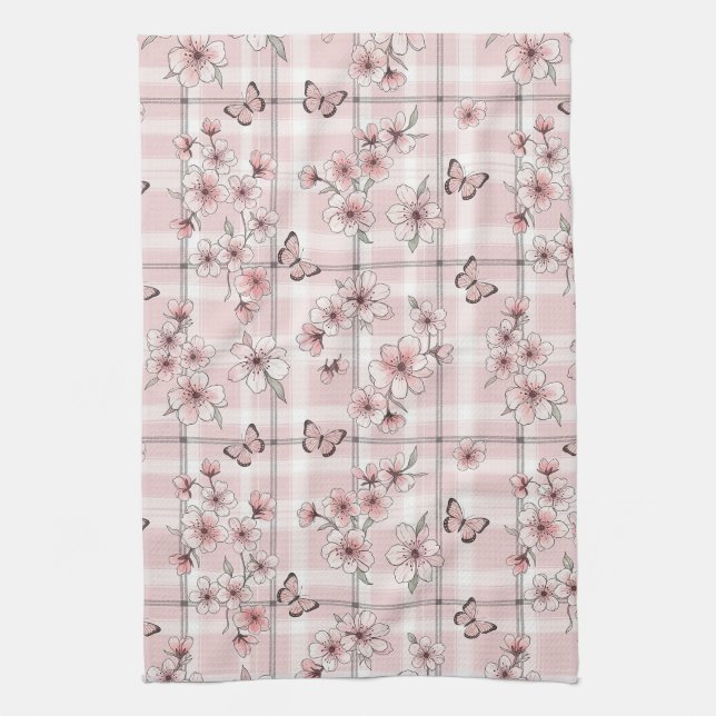 Elegant Butterfly Blossom (2) Tea Towel (Vertical)
