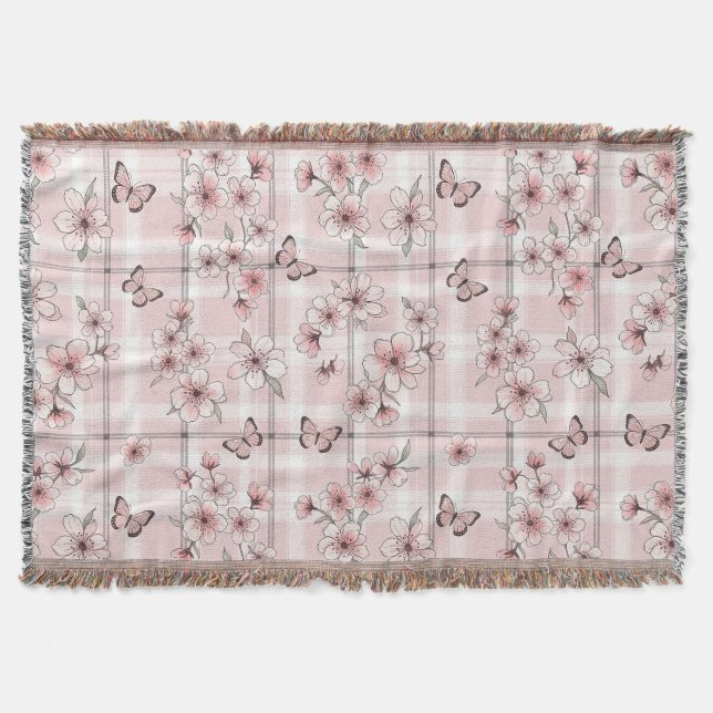 Elegant Butterfly Blossom (2) Throw Blanket (Front)