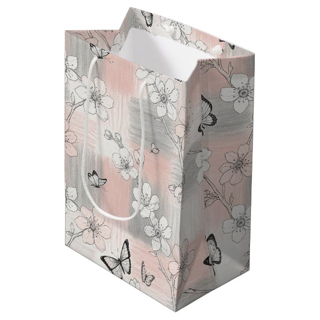 Elegant Butterfly Blossom (3) Medium Gift Bag (Front Angled)