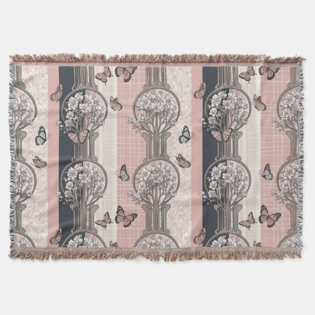 Elegant Butterfly Blossom (5) Throw Blanket (Front)