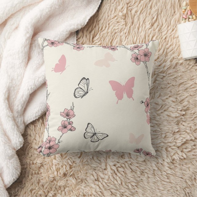 Elegant Butterfly Blossom (6) Cushion (Blanket)