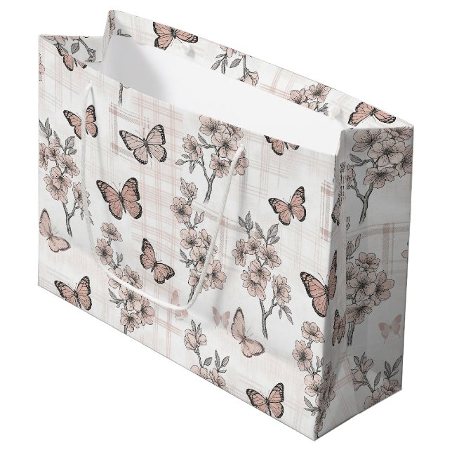 Elegant Butterfly Blossom (6) Large Gift Bag (Front Angled)