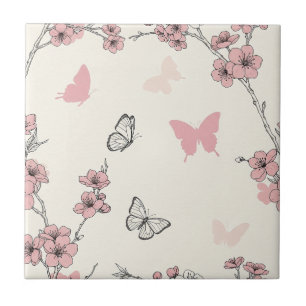 Elegant Butterfly Blossom (6) Tile