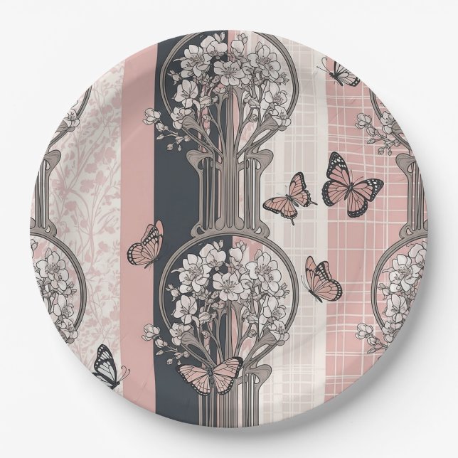 Elegant Butterfly Blossom (8) Paper Plate (Front)