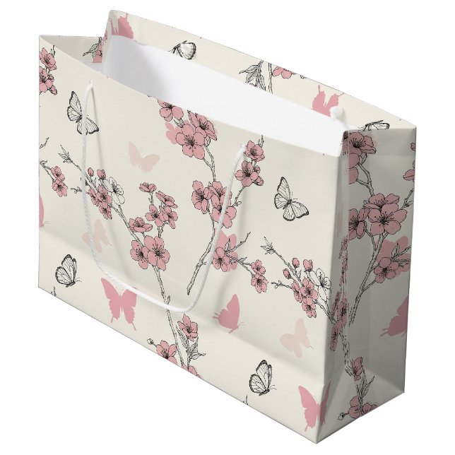 Elegant Butterfly Blossom (9) Large Gift Bag (Front Angled)