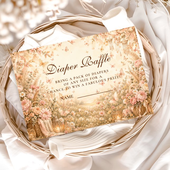 Elegant Butterfly Boho Diaper Raffle Enclosure Card (Creator Uploaded)