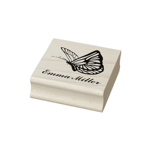 Elegant Butterfly Custom Name Signature  Rubber Stamp (Stamp)