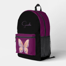Elegant Butterfly Deep Plum Purple Custom Name