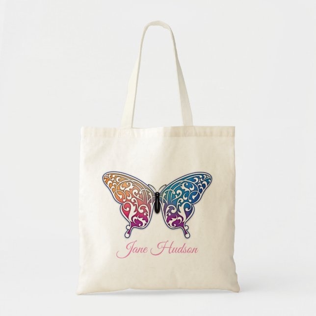 Elegant Butterfly Design Tote Bag (Front)