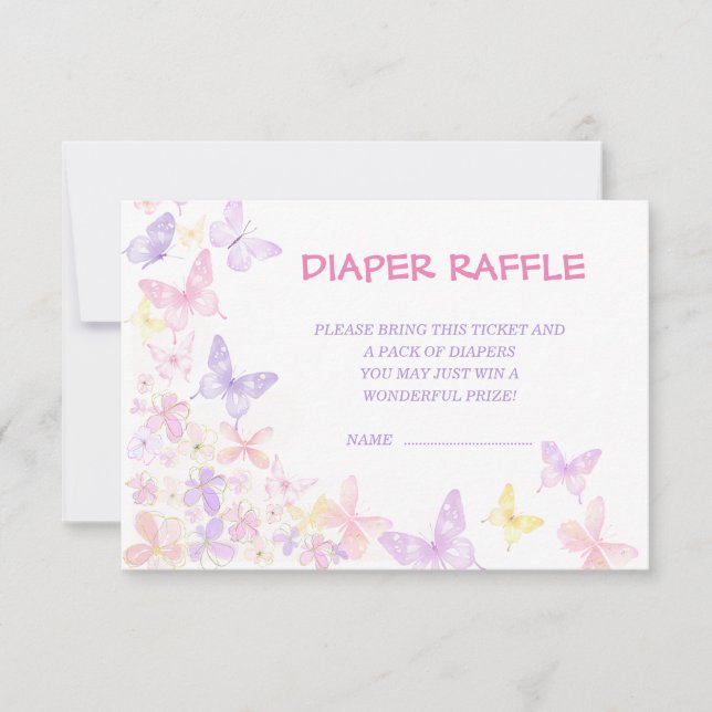 Elegant Butterfly Diaper Raffle Baby Shower (Front)