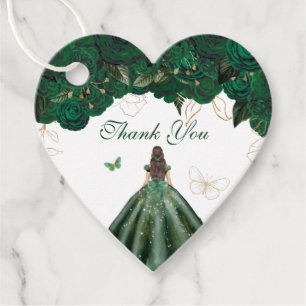 Elegant Butterfly Emerald Green Rose Floral  Favou Favour Tags