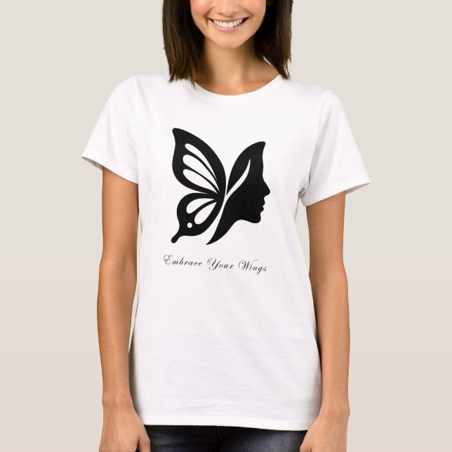 Elegant Butterfly & Face Silhouette Embrace Your W T-Shirt (Front)