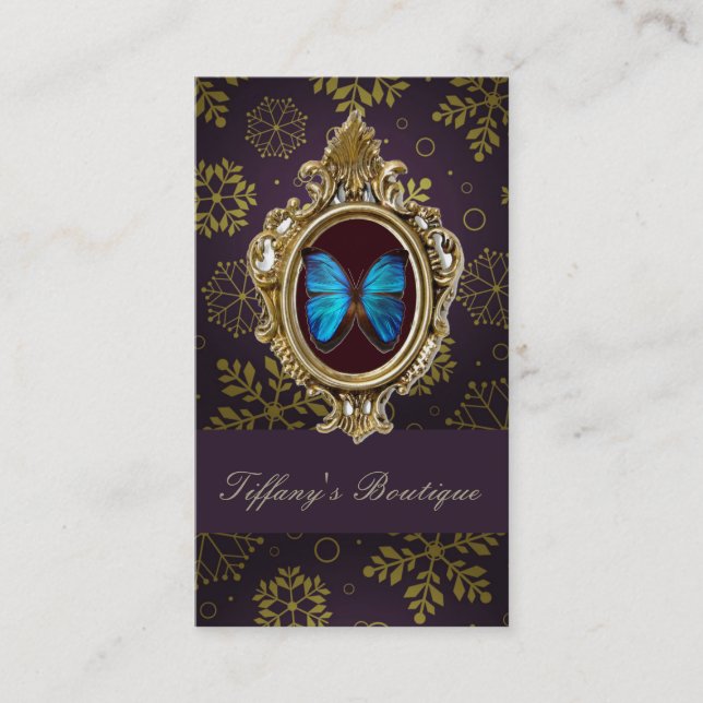 elegant butterfly fashion beauty salon stylist business card (Front)