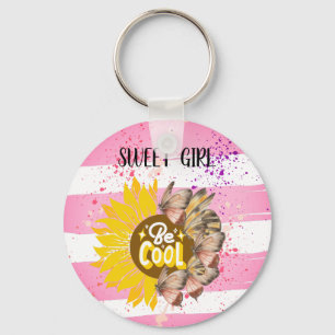 Elegant Butterfly Floral Aesthetic Key Ring