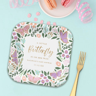 Elegant Butterfly Garden Baby Shower Paper Plate