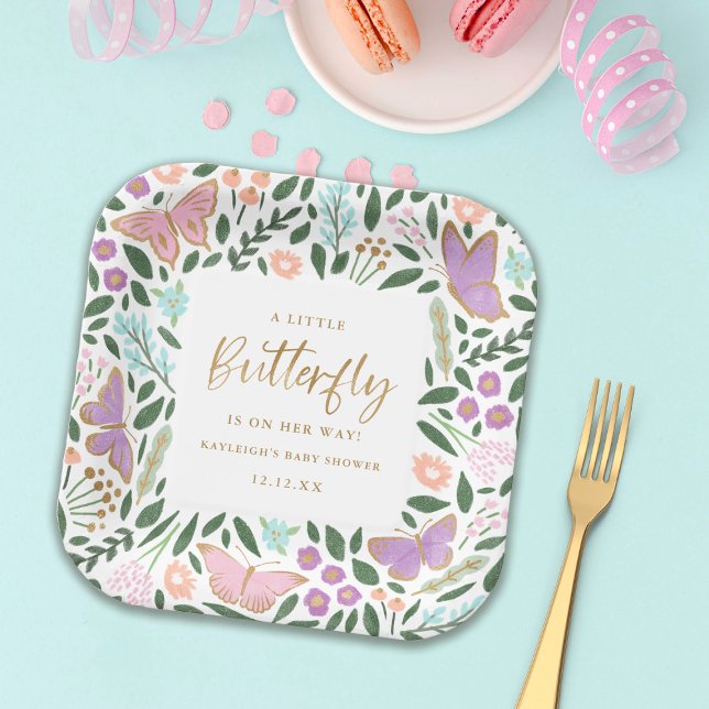 Elegant Butterfly Garden Baby Shower Paper Plate (Creator Uploaded)
