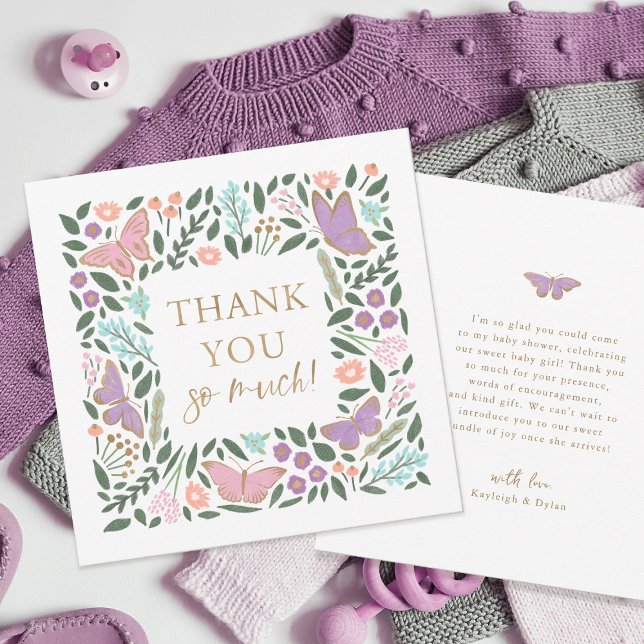 Elegant Butterfly Garden Baby Shower Thank You Card (Creator Uploaded)